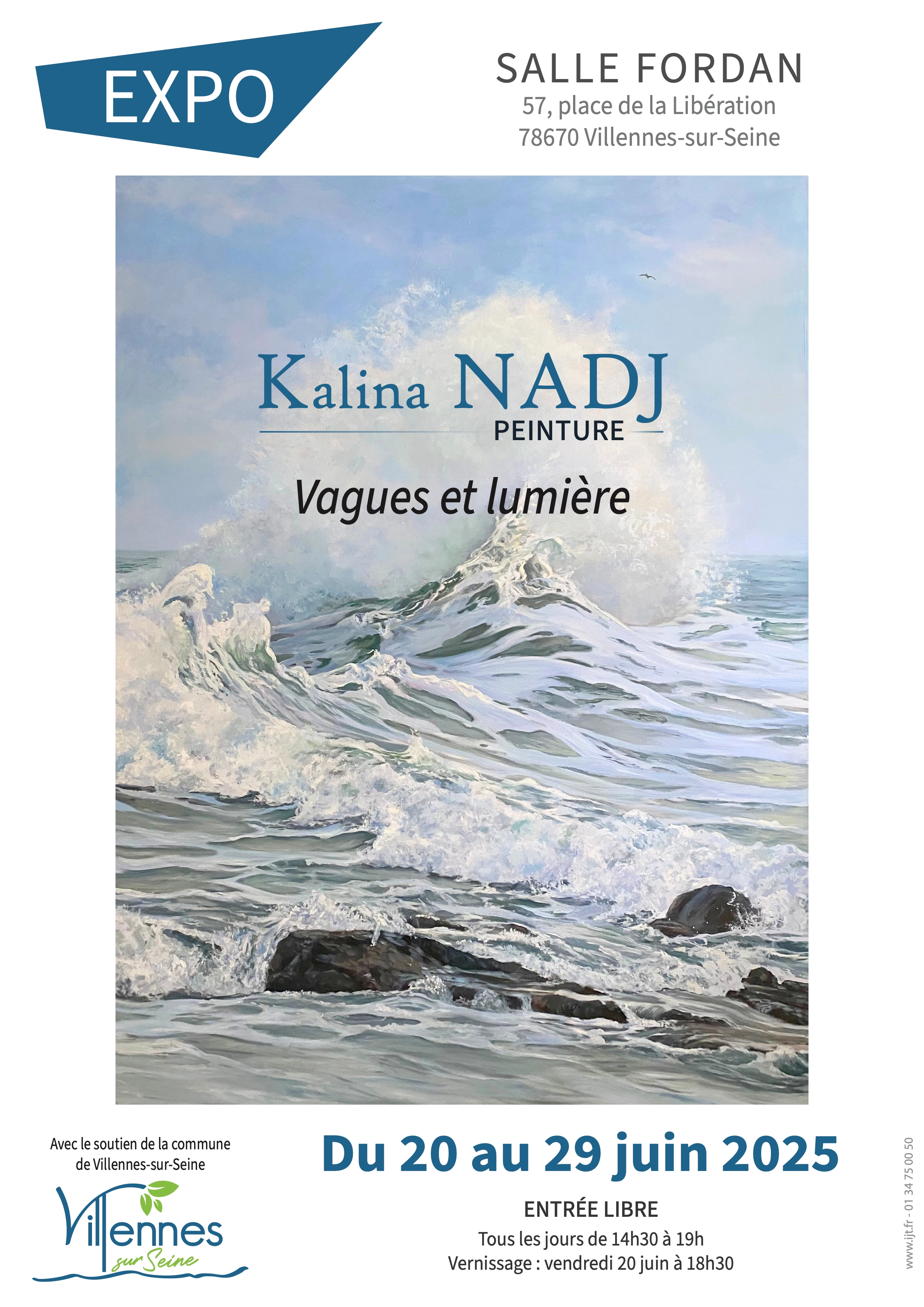 Affiche de l'exposition Vagues et lumière de Kalina Nadj à Villennes-sur-Seine en 2025