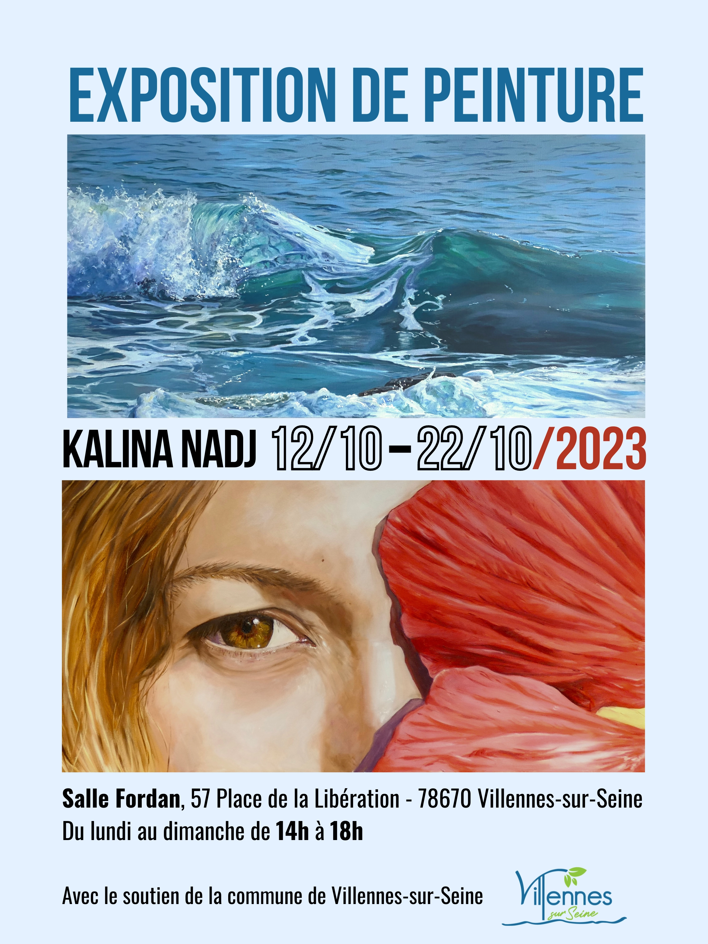Affiche de l'exposition de peinture de Kalina Nadj à Villennes-sur-Seine en 2023