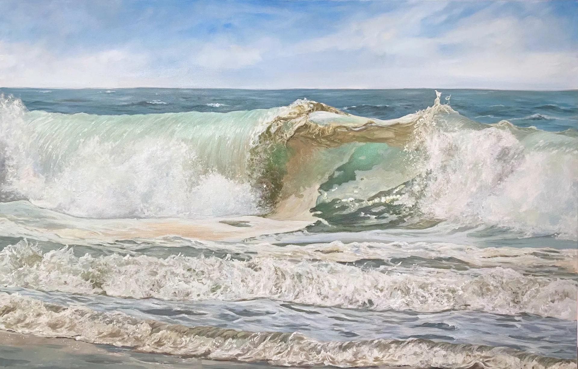 Tableau intitulé Joyau, peinture marine récente de Kalina Nadj.